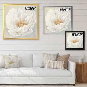 30" H x 30" W x 1" D White Serene Peony - Picture Frame Print on Canvas