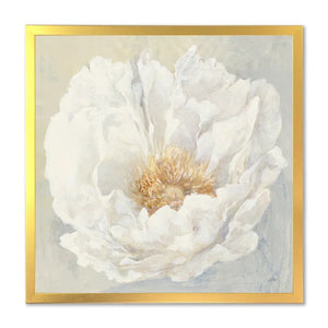 30" H x 30" W x 1" D White Serene Peony - Picture Frame Print on Canvas