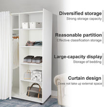 Load image into Gallery viewer, White Wooden Wardrobe Cabinet With Clothes Rail,, 7249RR
