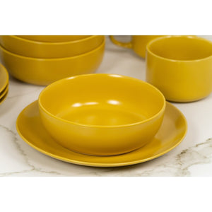 Mustard Yellow Wickham 16 Piece Dinnerware Set, Service for 4