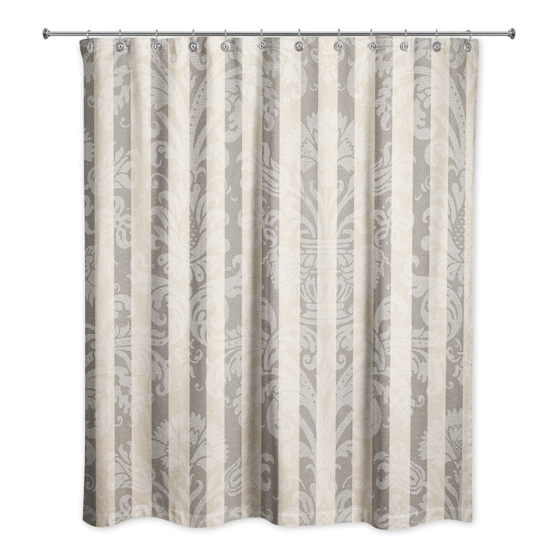 Gray/Taupe/Beige Wilcoxen Floral Single Shower Curtain 370DC