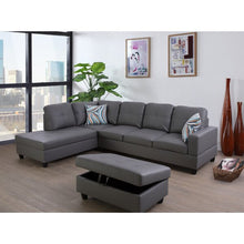 Load image into Gallery viewer, Wilhelmine 103&quot; Sectional with Ottoman Dark Gray

