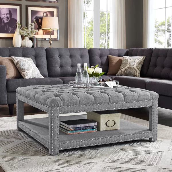 Winbush 40'' Wide Tufted Square Cocktail Ottoman with Storage