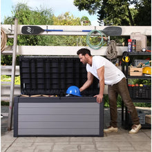 Load image into Gallery viewer, Winston Porter Arrion 150 Gallons Gallon Water Resistant Resin Lockable Deck Box in Dark Grey
