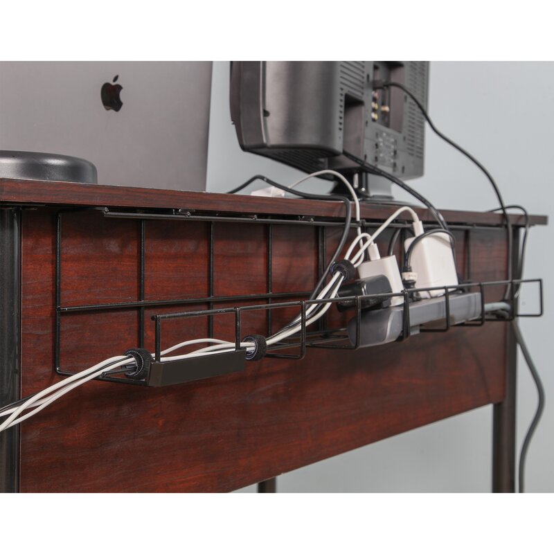 Black Wire Tray Desk Cable Organizer Set of 2 - GL368