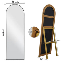 Load image into Gallery viewer, Wood Framed Full Length Mirror with Arched-Top Elegant Design Bracket
