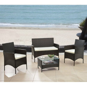 4 Piece Rattan Sofa Seating Group with Cushions #9142