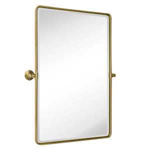 25" x 36" Brushed Gold Woodvale Metal Framed Wall Mounted Bathroom / Vanity Mirror