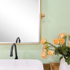25" x 36" Brushed Gold Woodvale Metal Framed Wall Mounted Bathroom / Vanity Mirror
