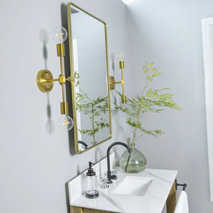 25" x 36" Brushed Gold Woodvale Metal Framed Wall Mounted Bathroom / Vanity Mirror