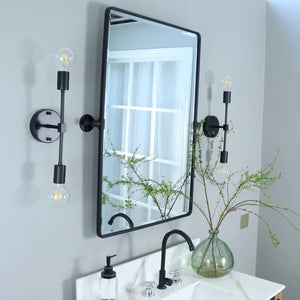 25" x 36" Matte Black Woodvale Metal Framed Wall Mounted Bathroom / Vanity Mirror