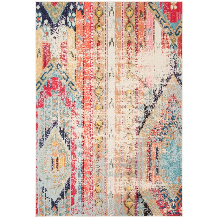 Wooler Southwestern Area Rug in Blue / Orange, Rectangle 12' x 18'