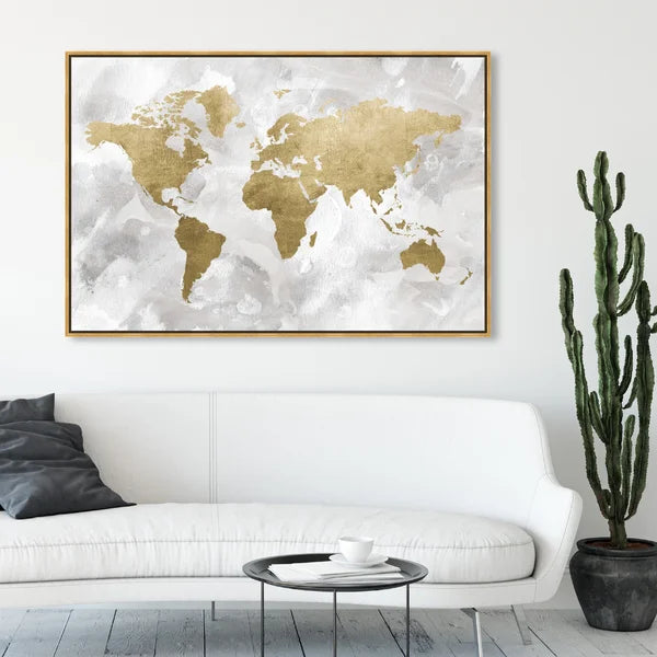 World Maps Light Wash - Painting on Canvas