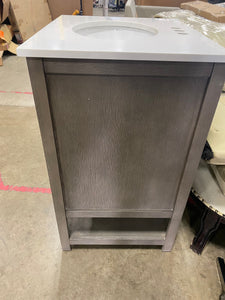 24 in. Bath Vanity in Barstow Acacia with Coastal Linen Doors and Vanity Top with Basin, 6401RR-OB