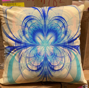 16" x 16" Turquoise Floral Fractal Flower Pattern Throw Pillow set of 2 4889RR