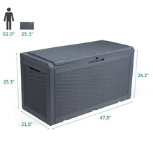 Load image into Gallery viewer, Gray 100 Gallons Gallon Water Resistant Resin Lockable Deck Box
