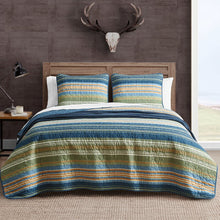 Load image into Gallery viewer, Yakima Valley Blue Standard Cotton 136 TC Reversible Farmhouse / Country Quilt Set, EC1170
