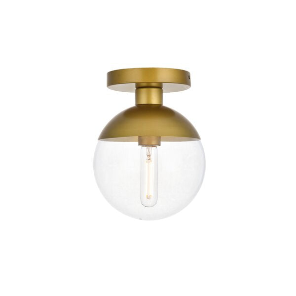 Yearby 1-Light Simple Globe Semi Flush Mount Brass/Clear(2169RR)