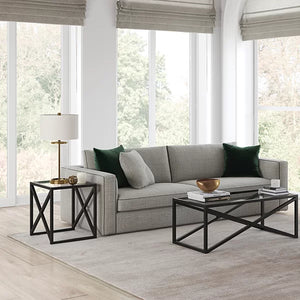 Yosef 22'' Tall Glass Sled End Table