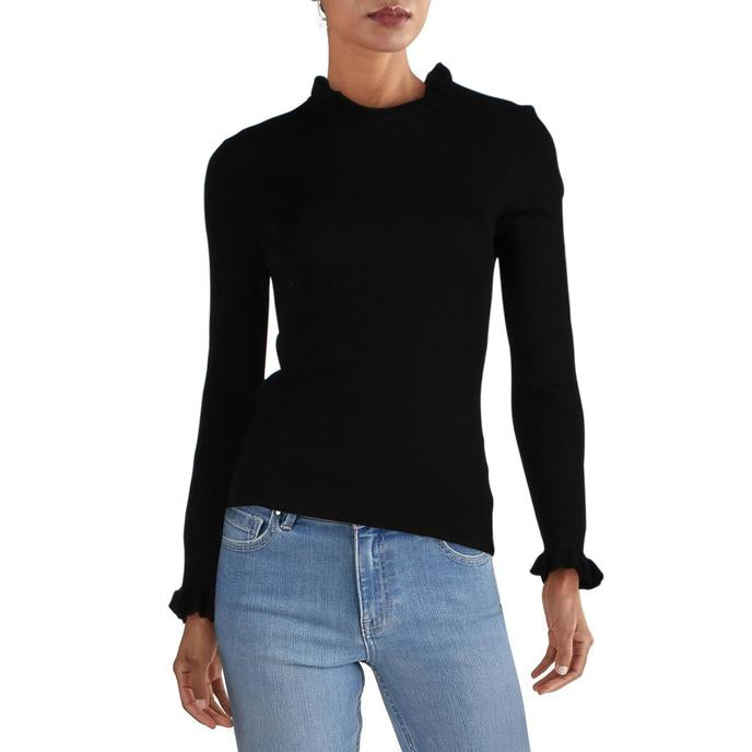 Women's Ruffle-Trim Ribbed Sweater by Anne Klein