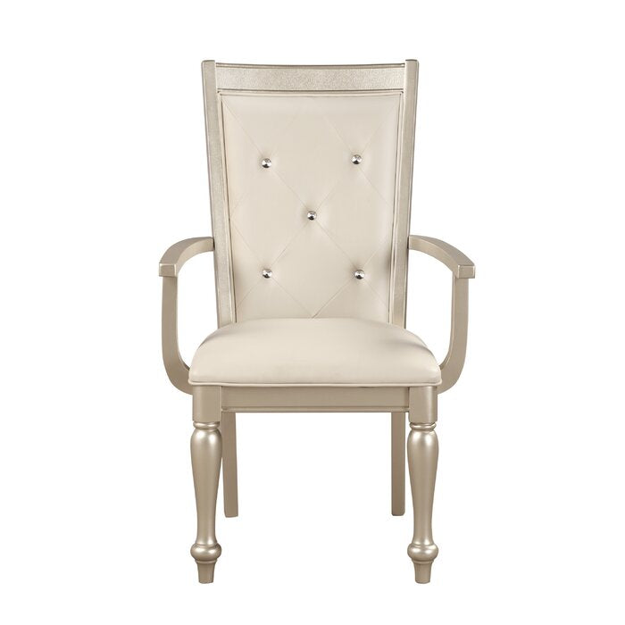 Zebrowski Tufted Upholstered Arm Chair in Silver - Set of 2 - 586CE