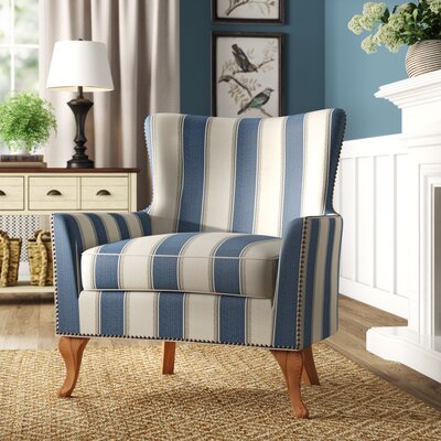 Zubair Wingback Armchair Blue Stripe 772CE – Salvage Co Fishers