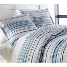 Load image into Gallery viewer, Full/Queen Duvet Cover + 2 Standard Shams Blue Zumbrota Microfiber Reversible Duvet Cover Set
