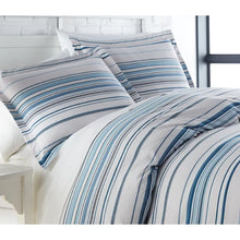 Load image into Gallery viewer, Full/Queen Duvet Cover + 2 Standard Shams Blue Zumbrota Microfiber Reversible Duvet Cover Set
