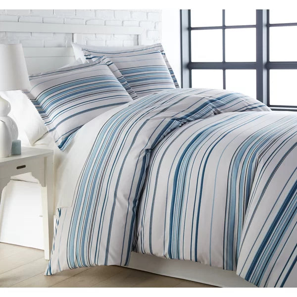 King/Cal. King Duvet Cover + 2 King Shams Blue Zumbrota Microfiber Reversible Duvet Cover Set