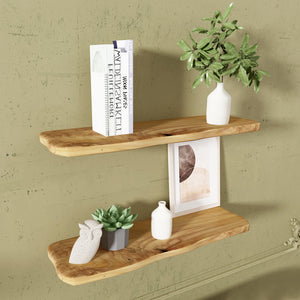 Zuzia Cedar Solid Wood Floating Shelf (Set of 2)