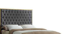 Load image into Gallery viewer, Gray Spadaro KING Velvet, Solid Wood and Upholstered Platform Bed Headboard ONLY #2223HW

