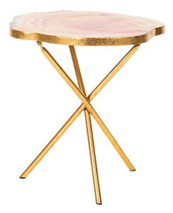 Giselle Faux Agate Side Table Gold Finish 91CDR