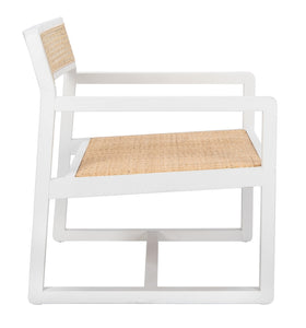 Lula Coastal White and Natural Cane Accent Chair #9122