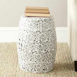 18.5-in White Ceramic Barrel Garden Stool *AS IS #1679HW