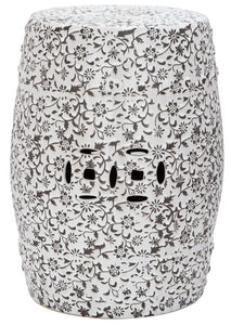 18.5-in White Ceramic Barrel Garden Stool *AS IS #1679HW