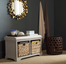 Load image into Gallery viewer, Safavieh Freddy Wicker Storage Bench Vintage Grey 448CDR
