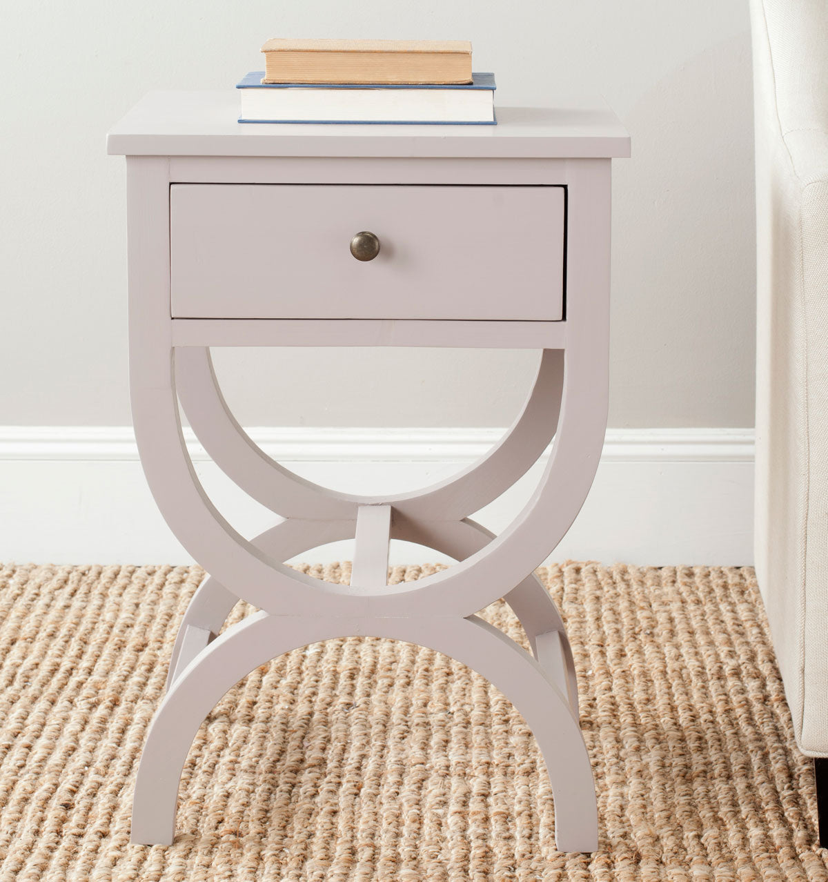 Maxine Accent Table With Storage Drawer Light Grey 434CDR