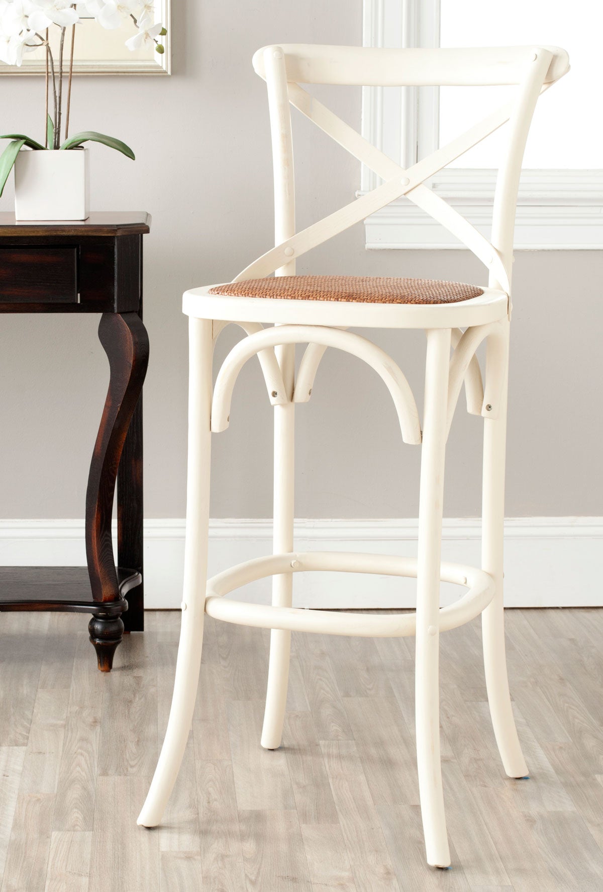 30-inch Franklin X-Back Antique White Bar Stool Set of 2 #1326HW - 2 Separate Boxes