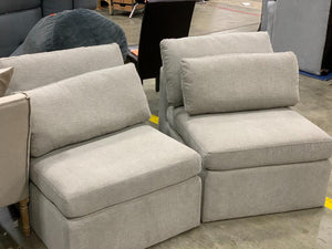 Gray Armless Sofa Chair (Set of 2)