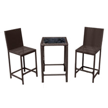 Load image into Gallery viewer, 24-Inch Square Bar Height Bistro Set with Chairs in Dark Brown Wicker #9884
