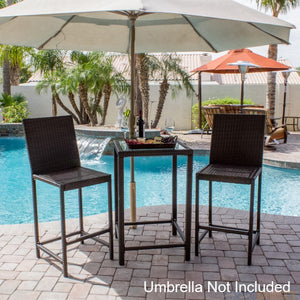 24-Inch Square Bar Height Bistro Set with Chairs in Dark Brown Wicker #9884
