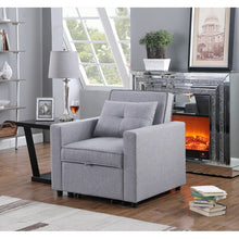 Load image into Gallery viewer, Zoey Light Gray Linen Convertible Sleeper Chair with Side Pocket
