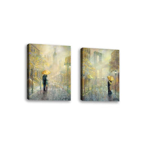 Set of 2 - City Romance II - Contemporary Fine Art Giclee on Canvas Gallery Wrap - wall décor - Art painting - 20" x 16"