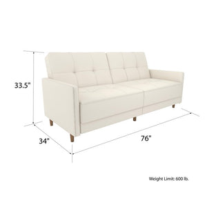 Desert Fields Coil Futon, White Faux Leather *AS-IS*  7443RR-OB