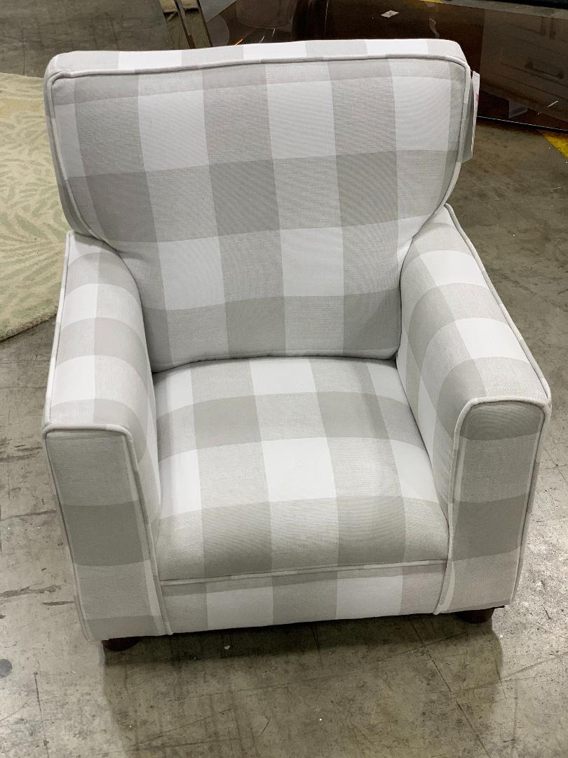 Kids Curved Arm chair Buffalo plaid in Gray