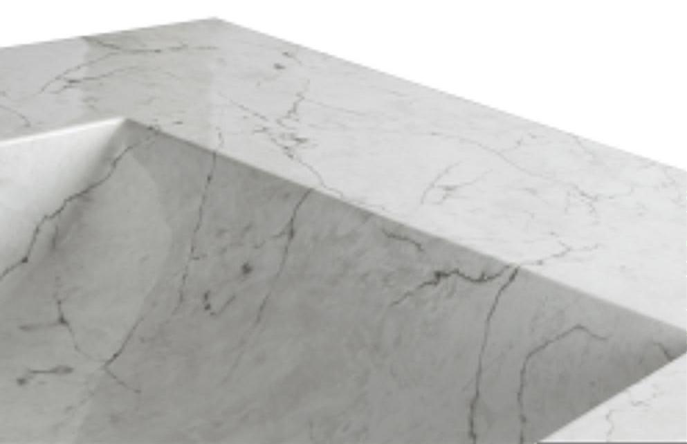 Engineered Marble Vanity Top in White with White Basin #1440HW