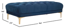 Load image into Gallery viewer, Zarya Navy/Brass Tufted Rectangular Bench #790HW
