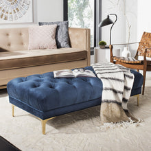 Load image into Gallery viewer, Zarya Navy/Brass Tufted Rectangular Bench #790HW
