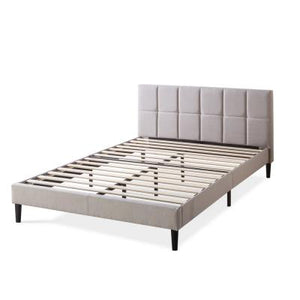 Lottie Beige Queen Upholstered Platform Bed Frame with Short Headboard 1494CDR