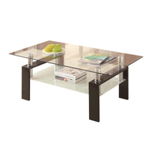 Load image into Gallery viewer, Black and Clear Tempered Glass Coffee Table with Shelf - 469CE
